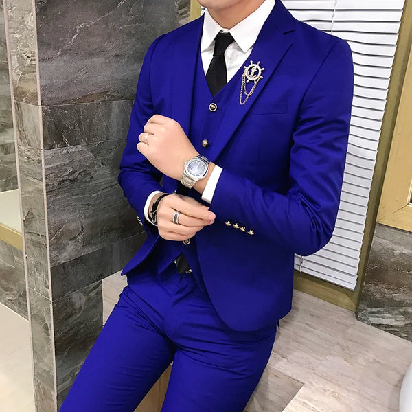 Elegant Men's Slim Fit Wedding Tuxedos - Single Button Formal Dress Suits for Business, Prom, and Special Occasions
